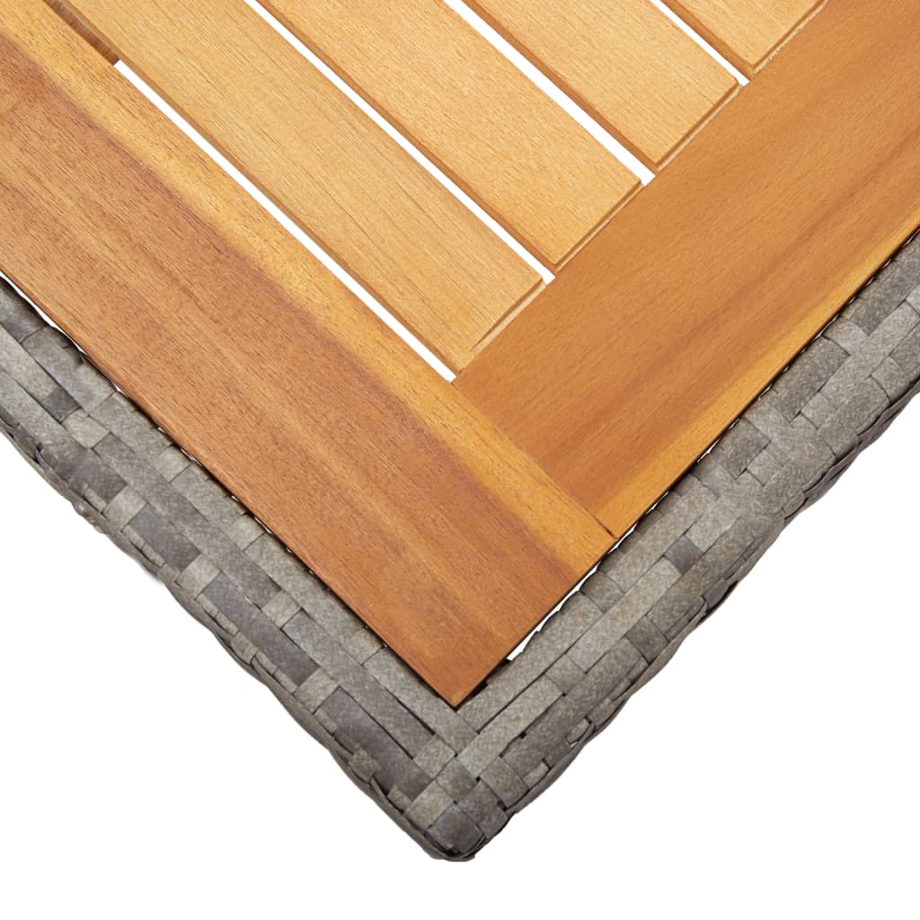 Tavolo Giardino Grigio 190x90x75cm Polyrattan Legno di Acacia