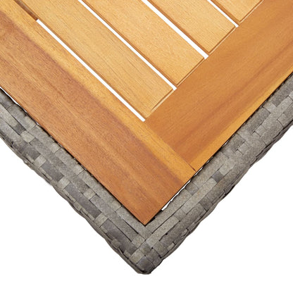 Tavolo Giardino Grigio 190x90x75cm Polyrattan Legno di Acacia