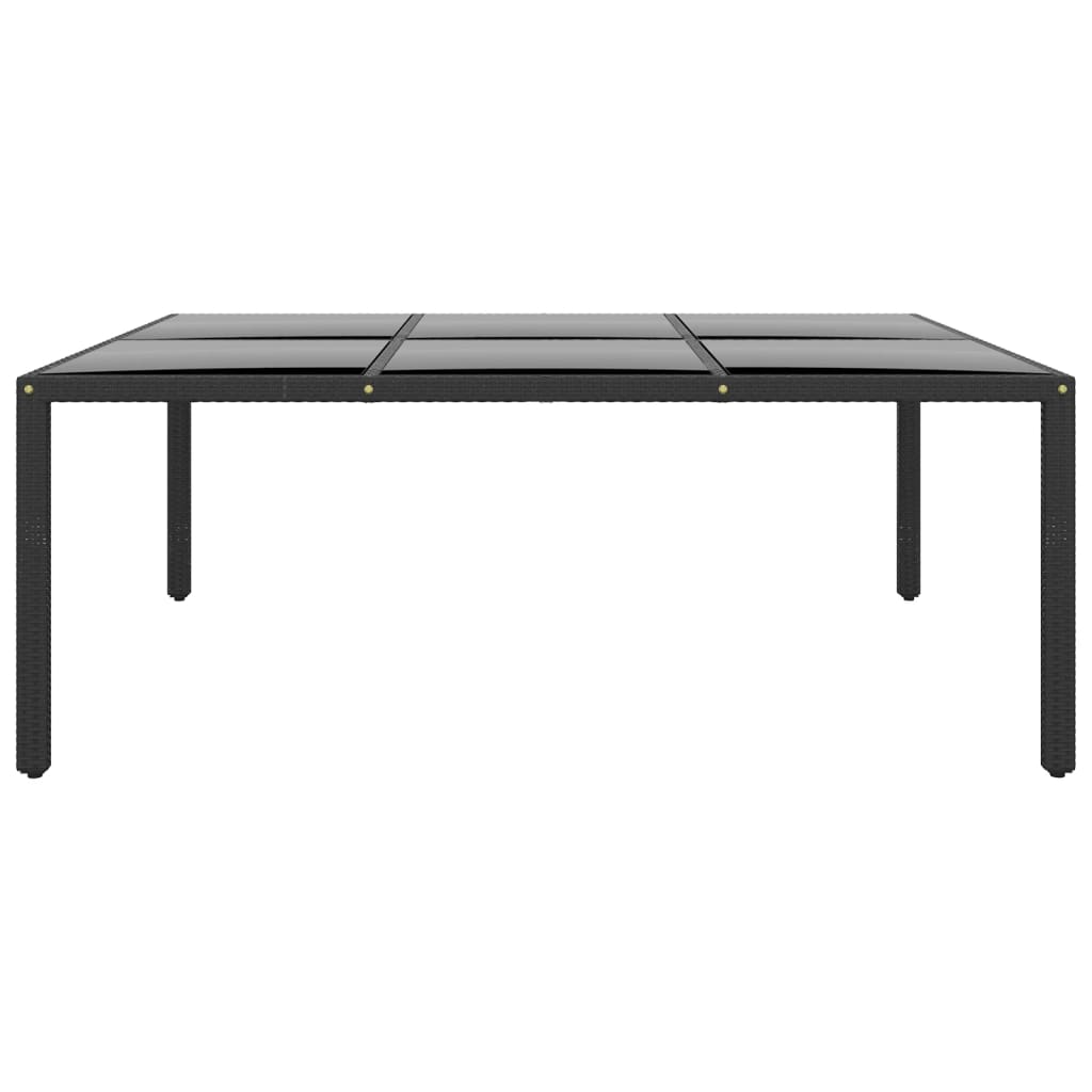 Tavolo Giardino 200x150x75 cm Vetro Temperato e Polyrattan Nero