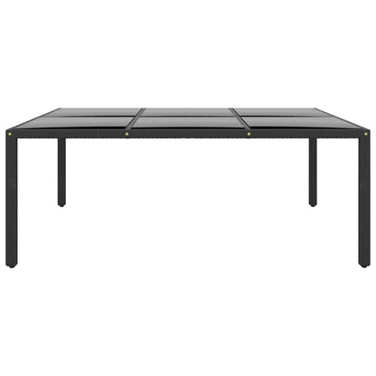 Tavolo Giardino 200x150x75 cm Vetro Temperato e Polyrattan Nero