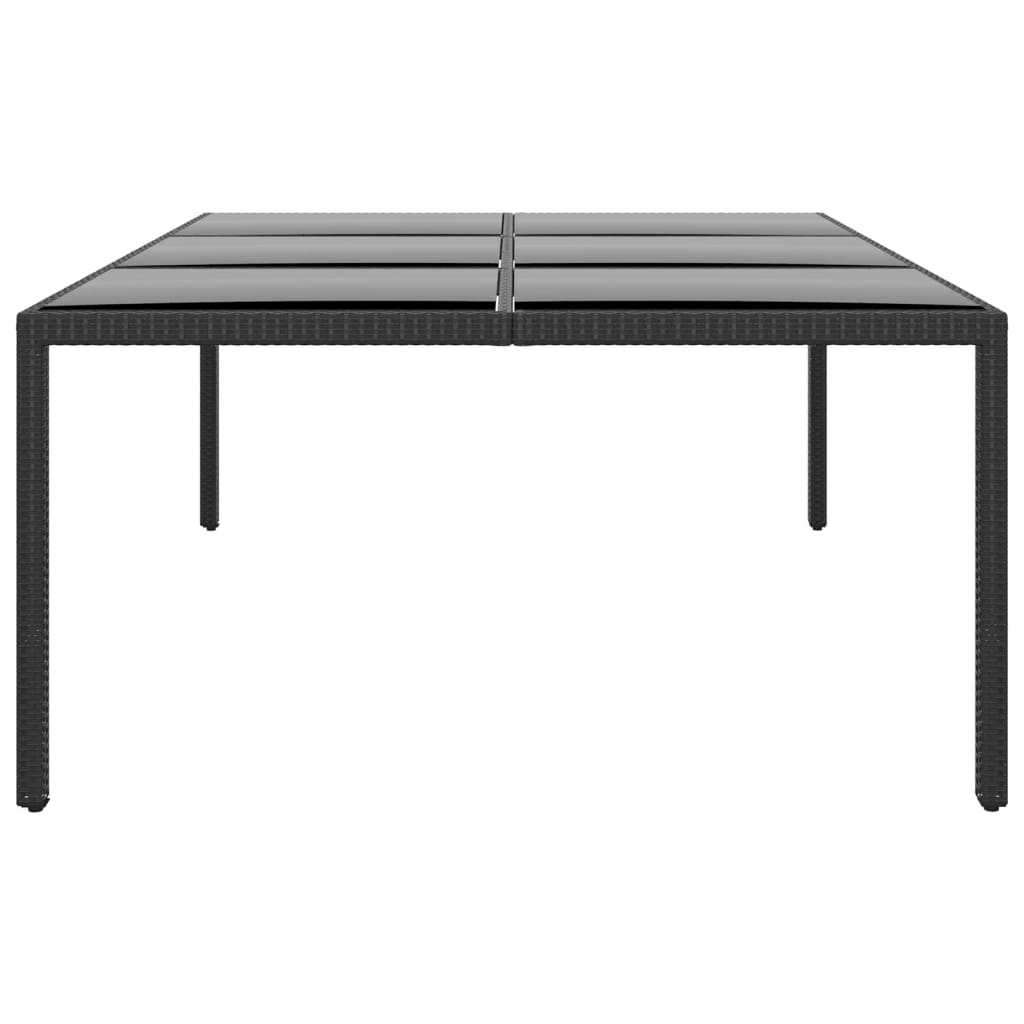 Tavolo Giardino 200x150x75 cm Vetro Temperato e Polyrattan Nero