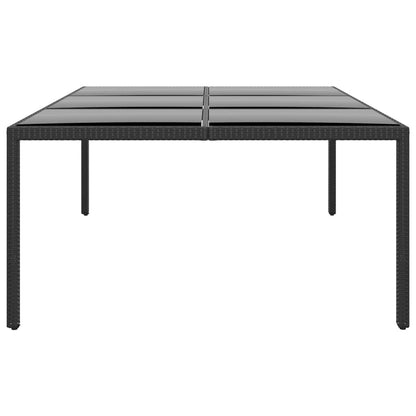 Tavolo Giardino 200x150x75 cm Vetro Temperato e Polyrattan Nero