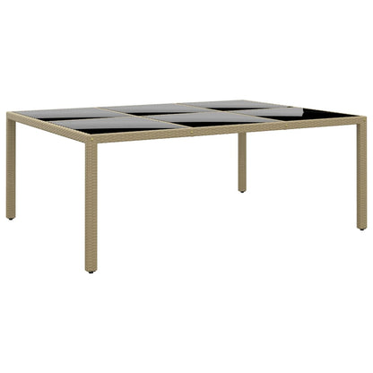 Tavolo Giardino 200x150x75 cm Vetro Temperato Polyrattan Beige