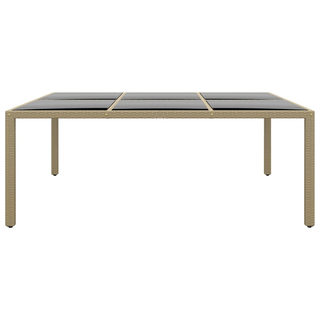 Tavolo Giardino 200x150x75 cm Vetro Temperato Polyrattan Beige