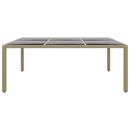 Tavolo Giardino 200x150x75 cm Vetro Temperato Polyrattan Beige
