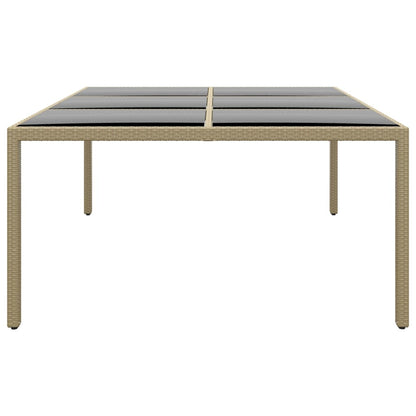 Tavolo Giardino 200x150x75 cm Vetro Temperato Polyrattan Beige
