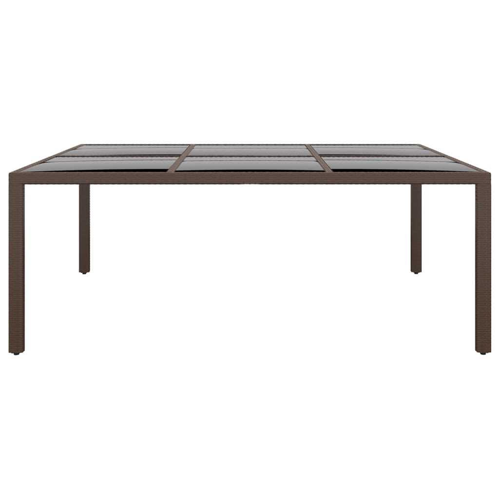 Tavolo da Giardino con Piano Vetro Marrone 200x150x75 cm Rattan