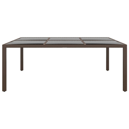 Tavolo da Giardino con Piano Vetro Marrone 200x150x75 cm Rattan