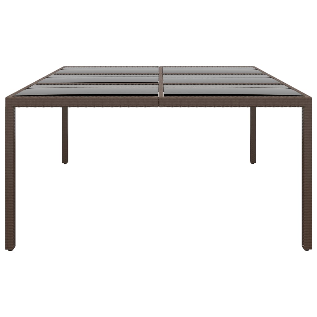 Tavolo da Giardino con Piano Vetro Marrone 200x150x75 cm Rattan