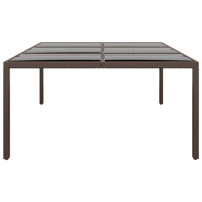 Tavolo da Giardino con Piano Vetro Marrone 200x150x75 cm Rattan