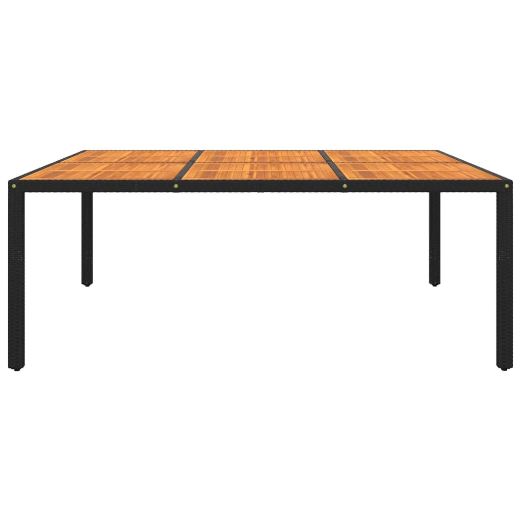 Tavolo Giardino 200x150x75 cm Massello Acacia e Polyrattan Nero