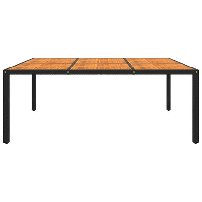 Tavolo Giardino 200x150x75 cm Massello Acacia e Polyrattan Nero