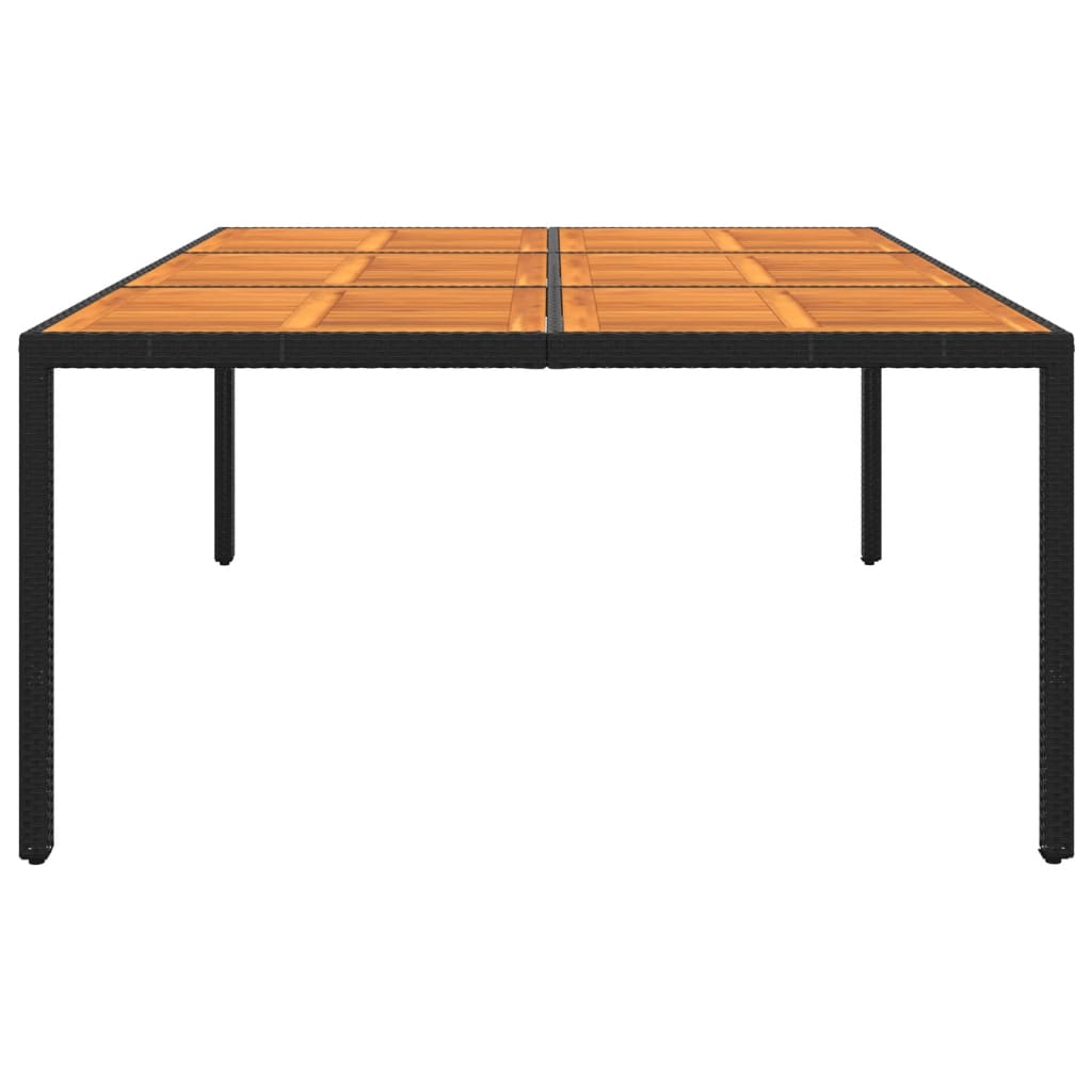 Tavolo Giardino 200x150x75 cm Massello Acacia e Polyrattan Nero