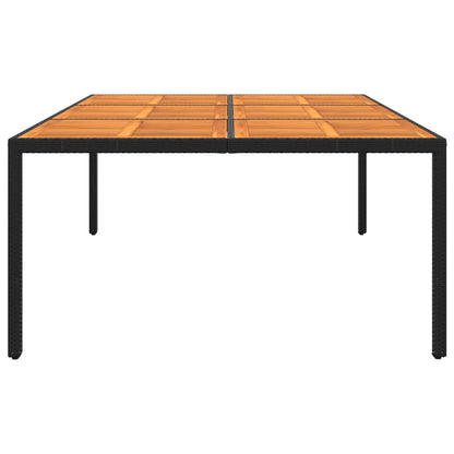 Tavolo Giardino 200x150x75 cm Massello Acacia e Polyrattan Nero