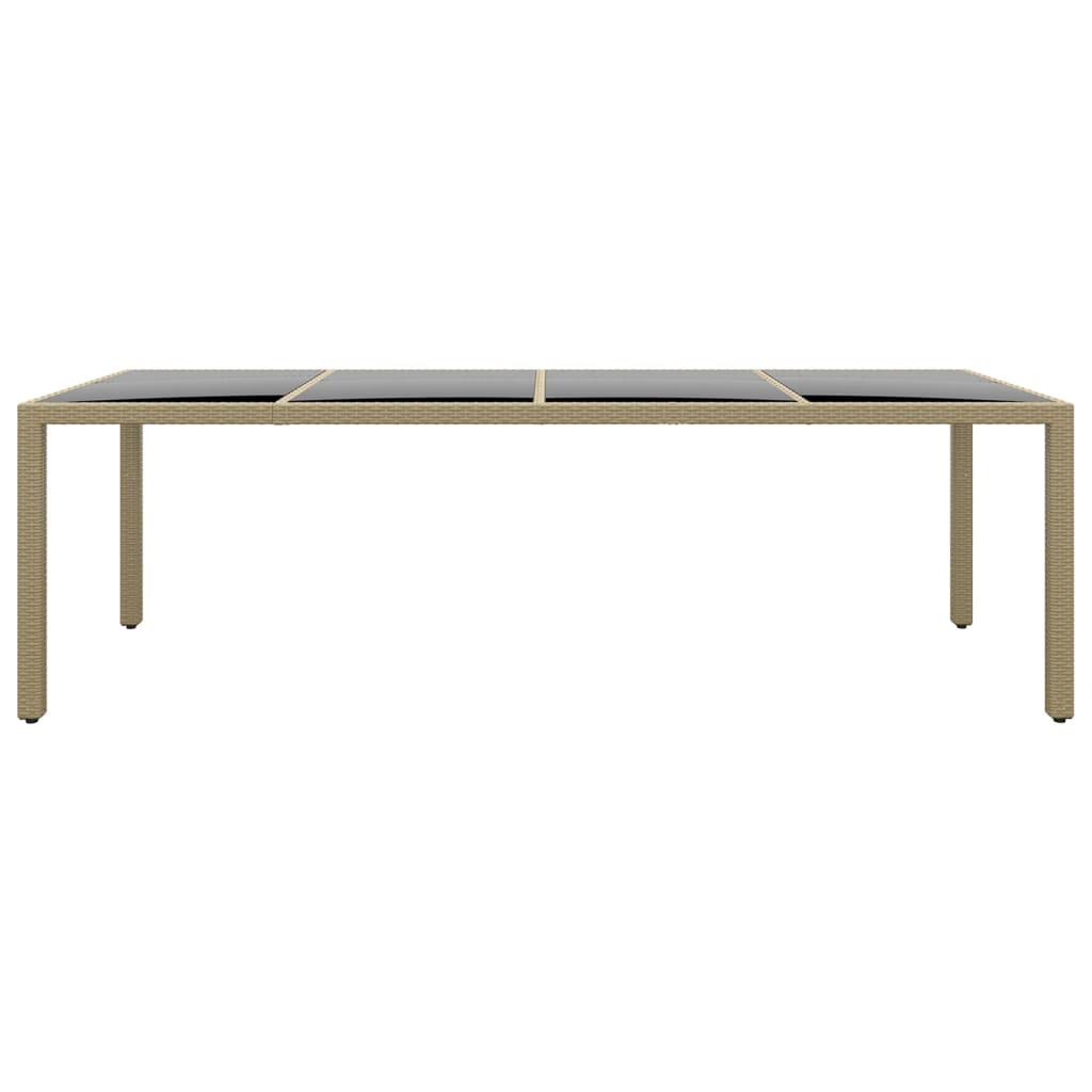 Tavolo da Giardino con Piano Vetro Beige in Polyrattan