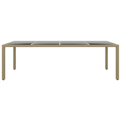 Tavolo da Giardino con Piano Vetro Beige in Polyrattan