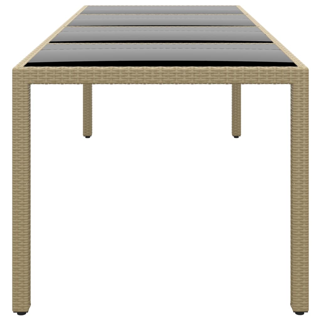 Tavolo da Giardino con Piano Vetro Beige in Polyrattan