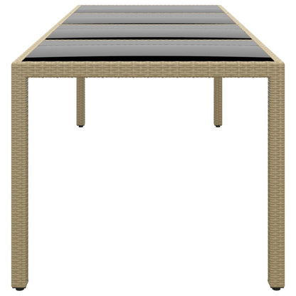 Tavolo da Giardino con Piano Vetro Beige in Polyrattan
