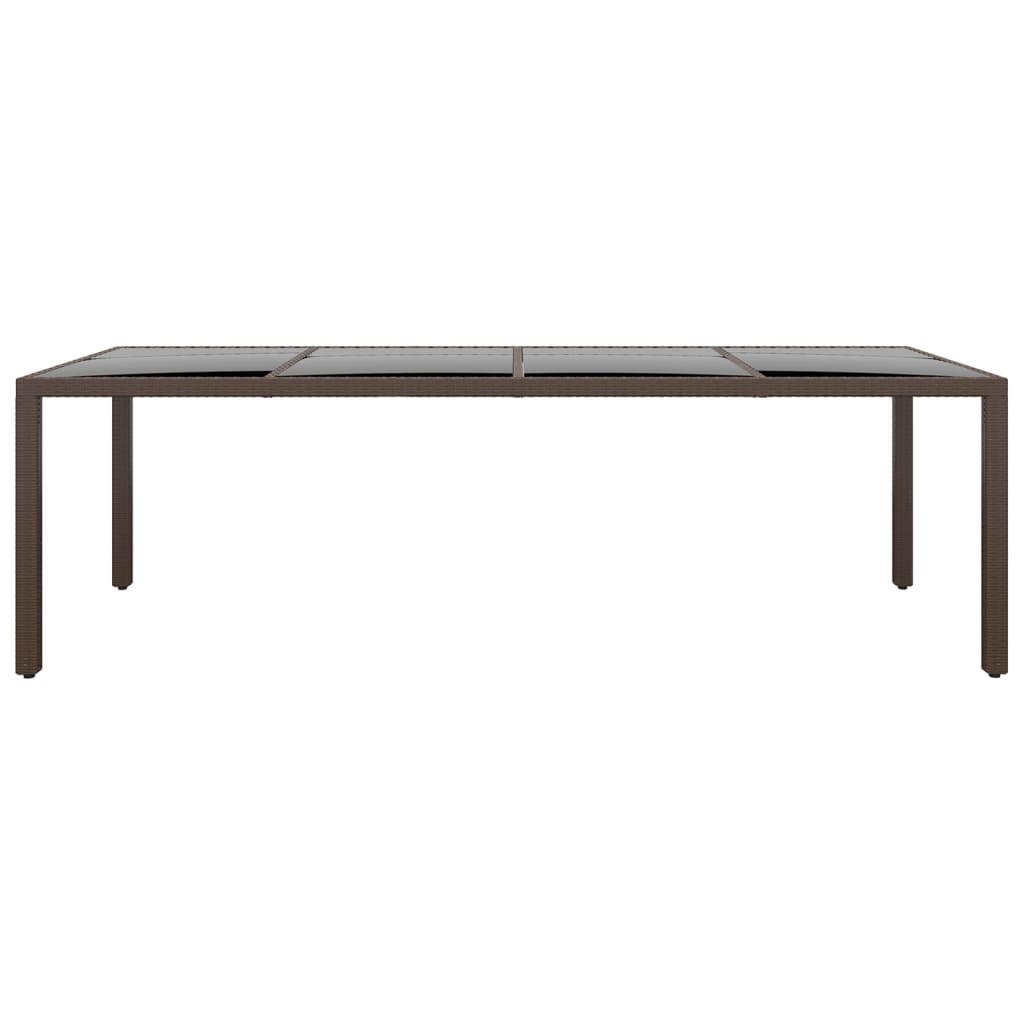 Tavolo da Giardino con Piano Vetro Marrone in Polyrattan