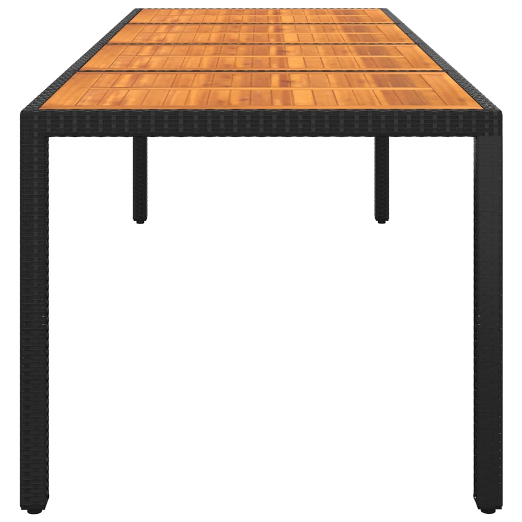 Tavolo Giardino 250x100x75 cm Massello Acacia e Polyrattan Nero