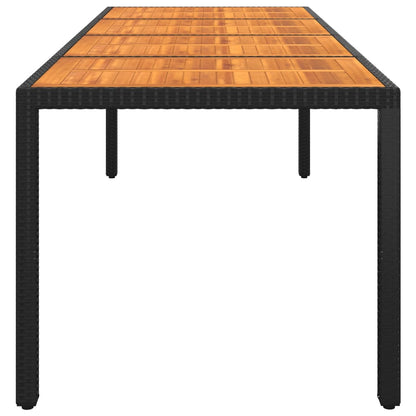 Tavolo Giardino 250x100x75 cm Massello Acacia e Polyrattan Nero