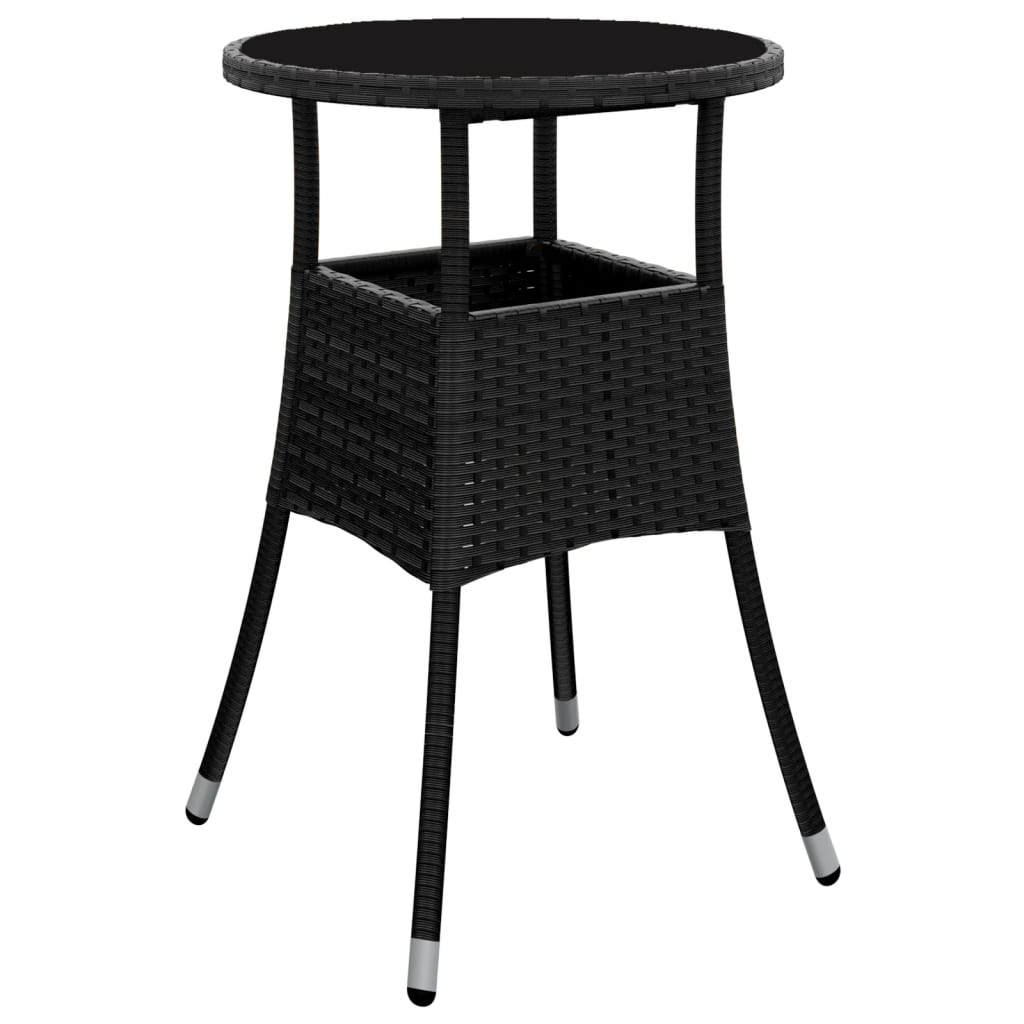 Tavolo da Giardino ÃƒËœ60x75 cm Vetro Temperato e Polyrattan Nero