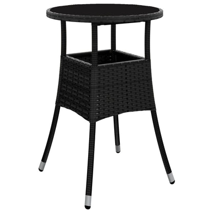 Tavolo da Giardino ÃƒËœ60x75 cm Vetro Temperato e Polyrattan Nero