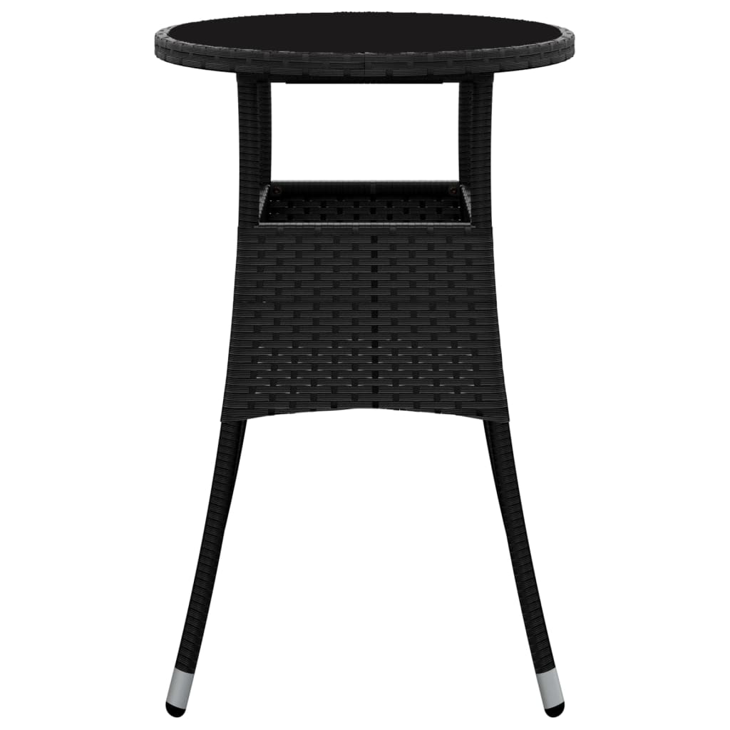Tavolo da Giardino ÃƒËœ60x75 cm Vetro Temperato e Polyrattan Nero
