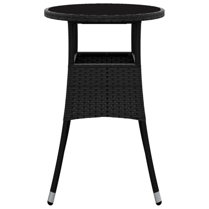 Tavolo da Giardino ÃƒËœ60x75 cm Vetro Temperato e Polyrattan Nero