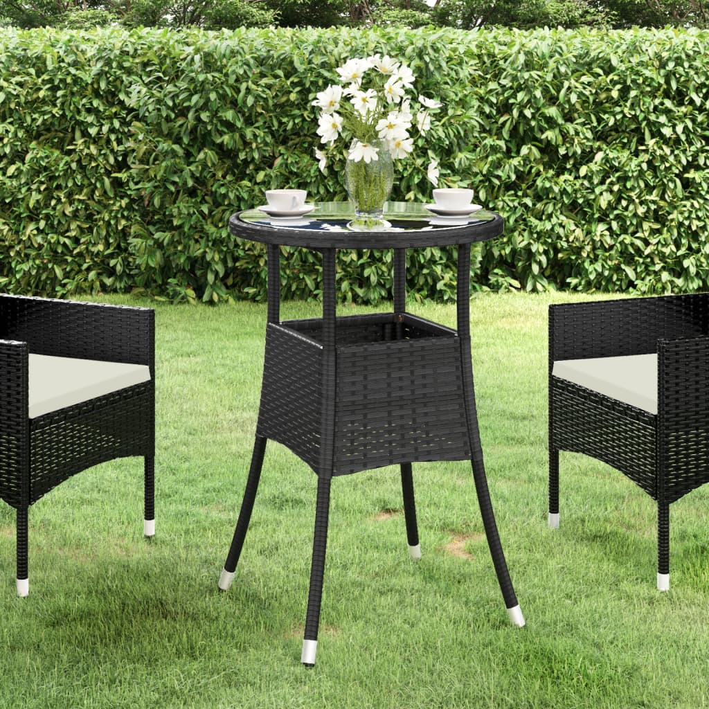 Tavolo da Giardino ÃƒËœ60x75 cm Vetro Temperato e Polyrattan Nero