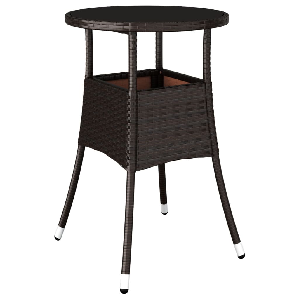 Tavolo Giardino ÃƒËœ60x75 cm Vetro Temperato e Polyrattan Marrone