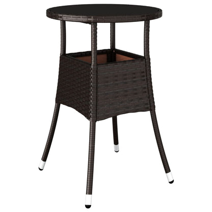 Tavolo Giardino ÃƒËœ60x75 cm Vetro Temperato e Polyrattan Marrone