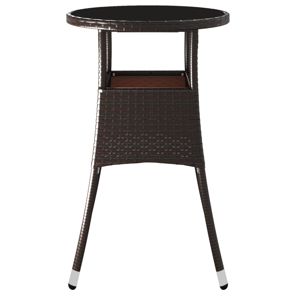 Tavolo Giardino ÃƒËœ60x75 cm Vetro Temperato e Polyrattan Marrone