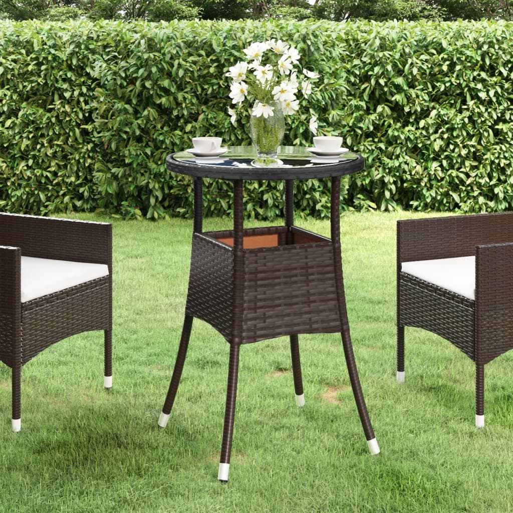 Tavolo Giardino ÃƒËœ60x75 cm Vetro Temperato e Polyrattan Marrone