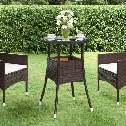 Tavolo Giardino ÃƒËœ60x75 cm Vetro Temperato e Polyrattan Marrone