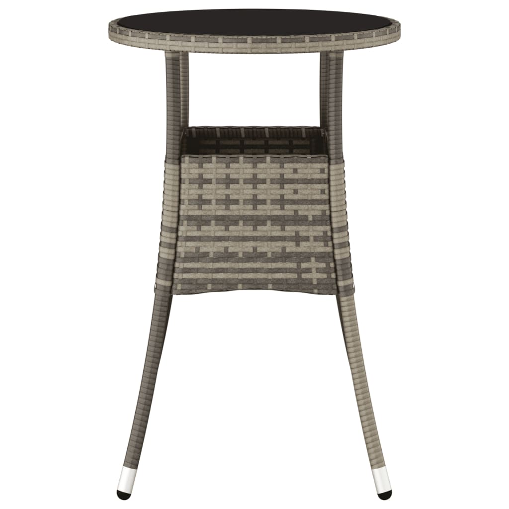 Tavolo Giardino Ã˜60x75 cm Vetro Temperato e Polyrattan Grigio