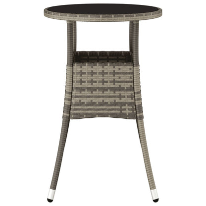Tavolo Giardino Ã˜60x75 cm Vetro Temperato e Polyrattan Grigio