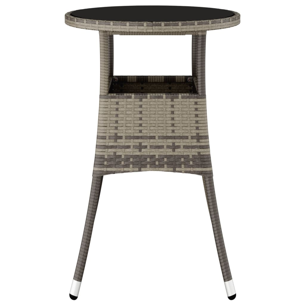 Tavolo Giardino Ã˜60x75 cm Vetro Temperato e Polyrattan Grigio
