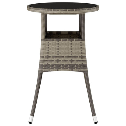 Tavolo Giardino Ã˜60x75 cm Vetro Temperato e Polyrattan Grigio