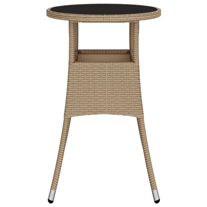 Tavolo da Giardino Ã˜60x75 cm Vetro Temperato e Polyrattan Beige