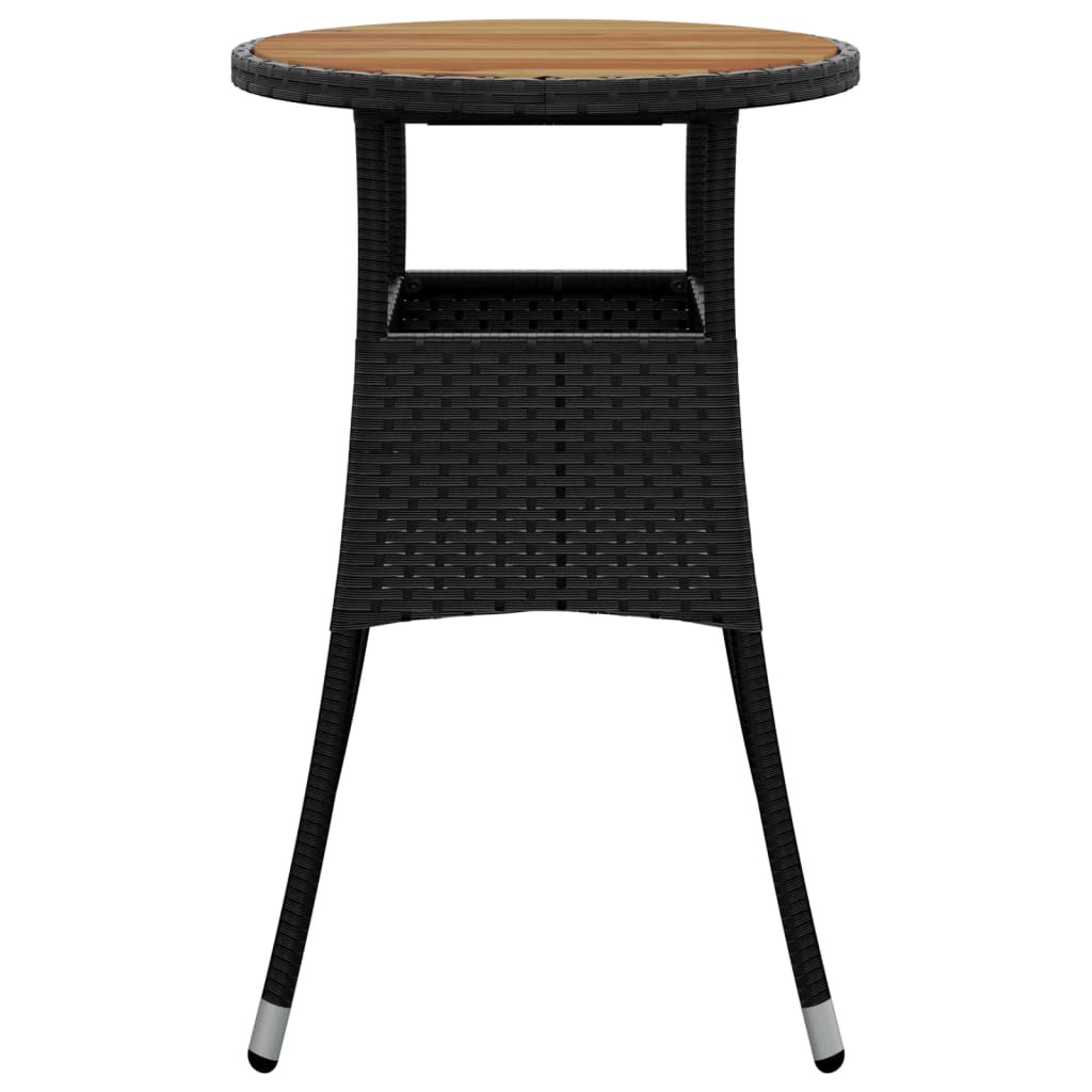 Tavolo Giardino Ã˜60x75 cm Massello Acacia e Polyrattan Nero