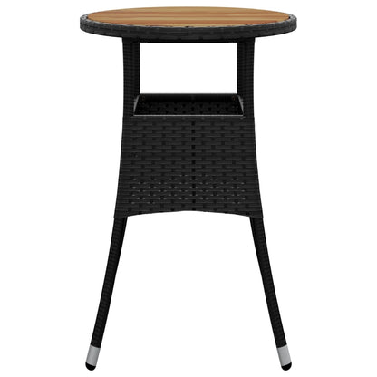 Tavolo Giardino Ã˜60x75 cm Massello Acacia e Polyrattan Nero