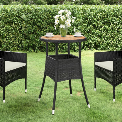 Tavolo Giardino Ã˜60x75 cm Massello Acacia e Polyrattan Nero