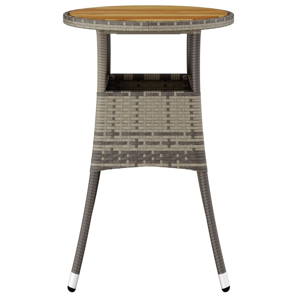 Tavolo da Giardino Ã˜60x75cm Massello Acacia e Polyrattan Grigio