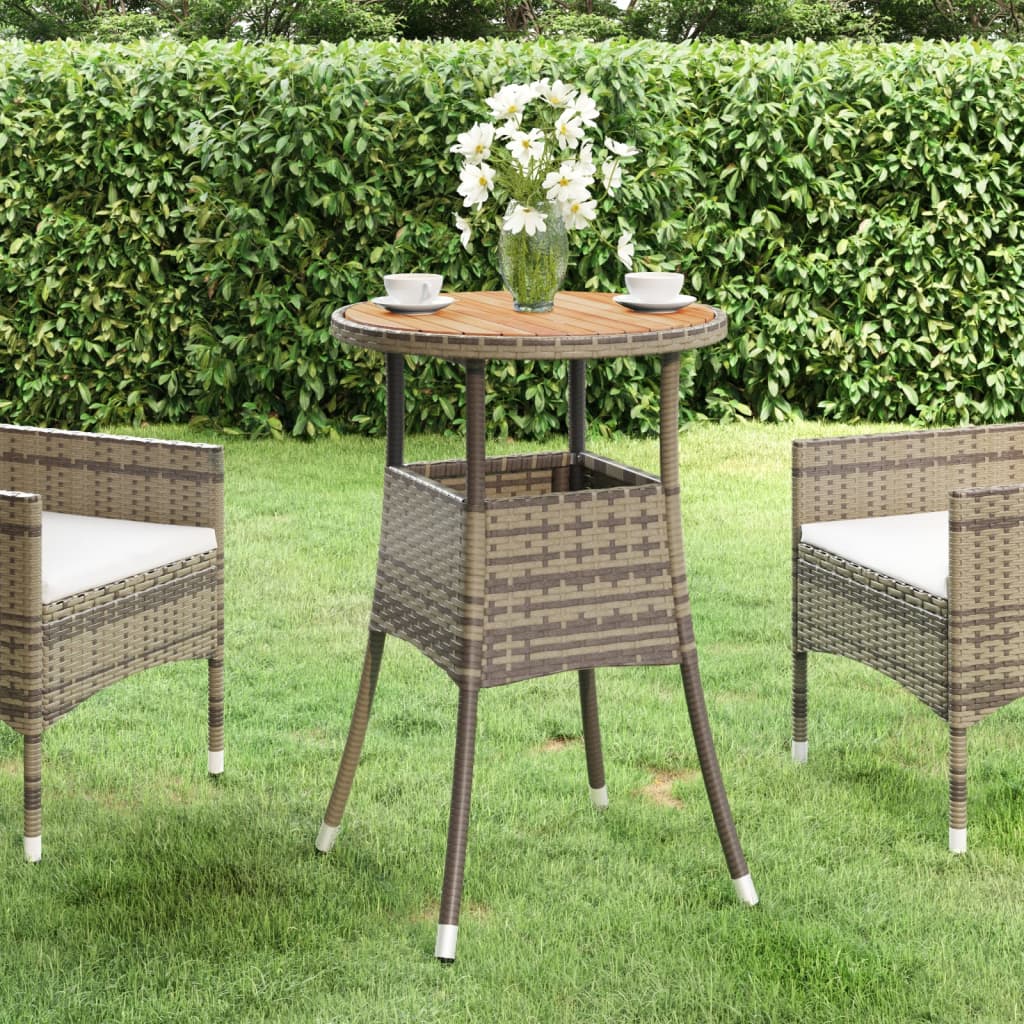 Tavolo da Giardino Ã˜60x75cm Massello Acacia e Polyrattan Grigio