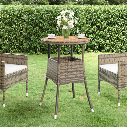 Tavolo da Giardino Ã˜60x75cm Massello Acacia e Polyrattan Grigio