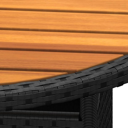 Tavolo Giardino Ã˜80x75 cm Massello Acacia e Polyrattan Nero