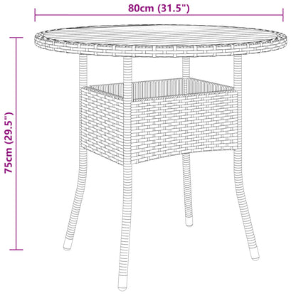 Tavolo Giardino Ã˜80x75 cm Massello Acacia e Polyrattan Nero