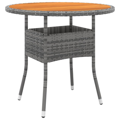 Tavolo Giardino Ã˜80x75 cm Massello Acacia e Polyrattan Grigio
