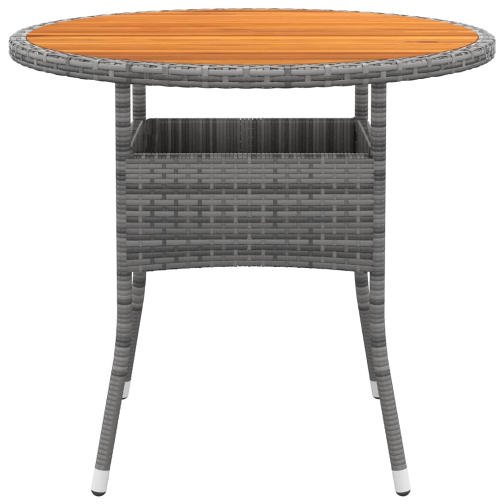 Tavolo Giardino Ã˜80x75 cm Massello Acacia e Polyrattan Grigio